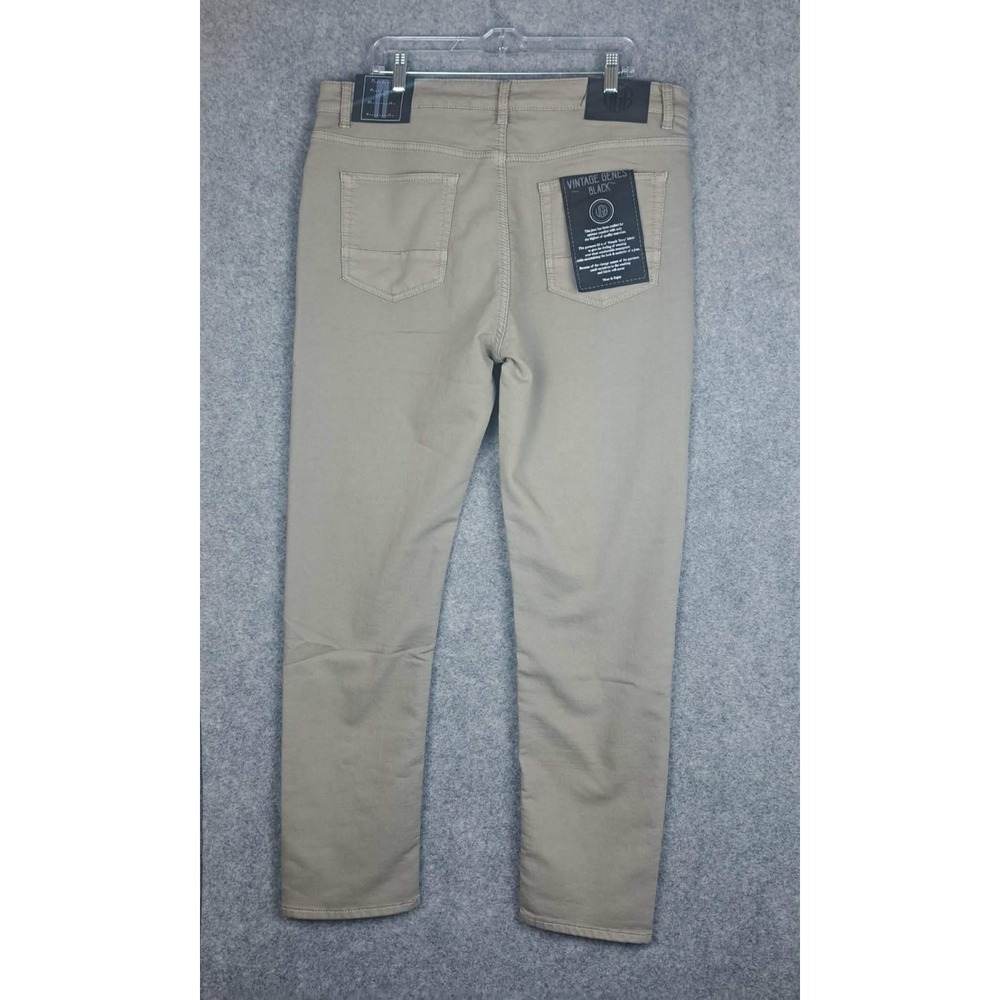 VGB Vintage Genes Black French Terry Denim Jeans Straight Fit Mens 36x32 Taupe